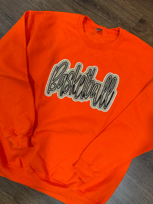 "Basketball" Embroidered with Double Glitter Vinyl