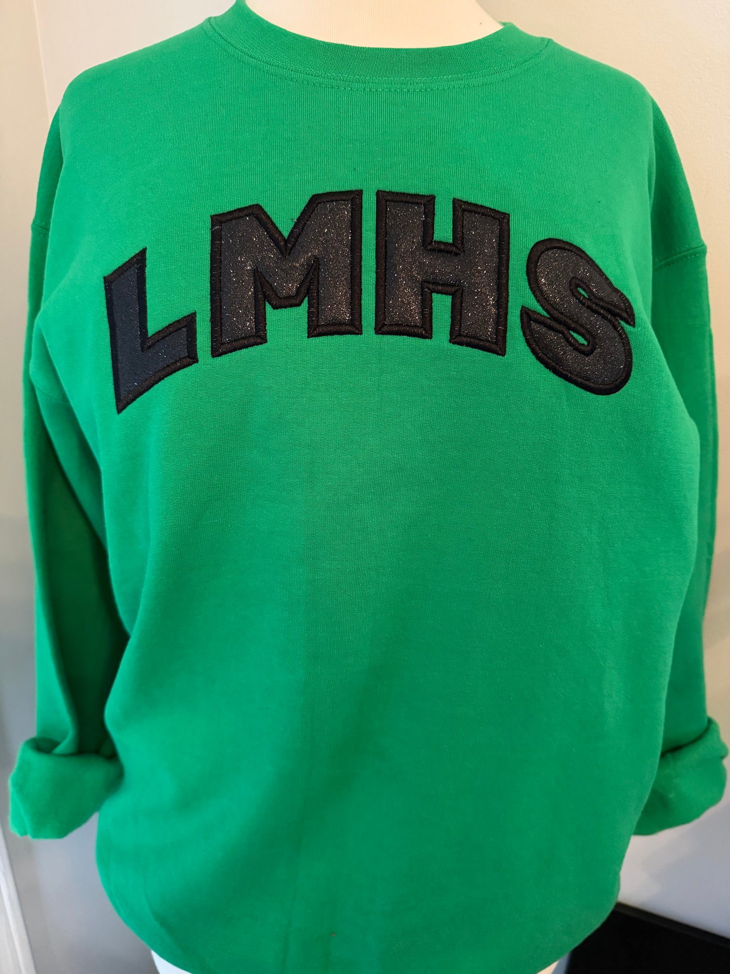 LMHS-Lima Memorial Health System embroidered glitter block letter applique