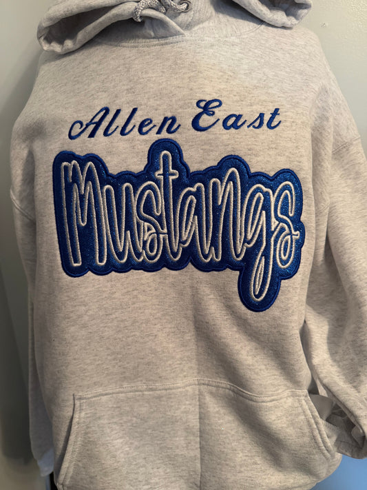Allen East Mustangs embroidered with glitter