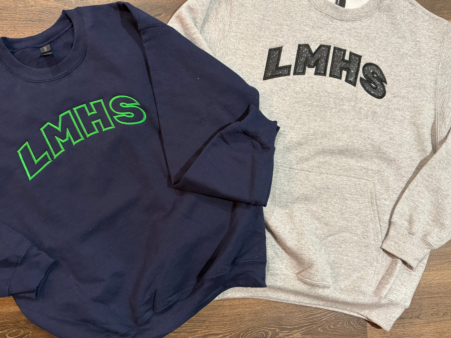 LMHS-Lima Memorial Health System embroidered glitter block letter applique