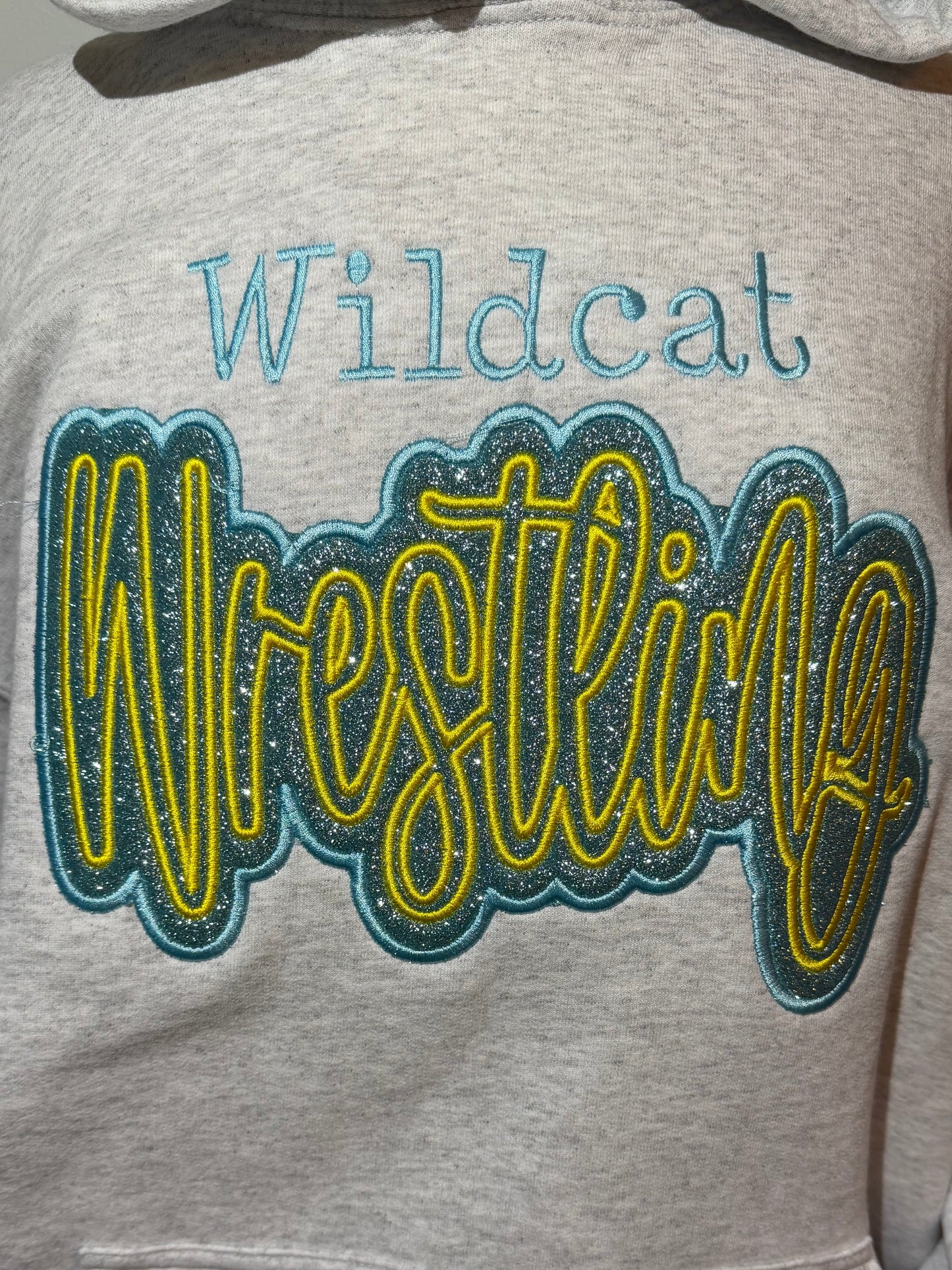 Wildcat Wrestling-Embroidered glitter applique hoodie