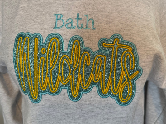 Bath Wildcats sweatshirt with glitter embroidery