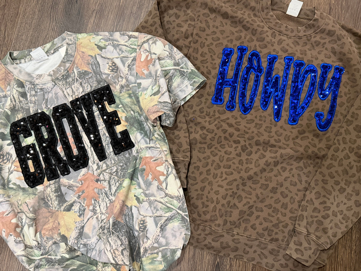 Leopard Howdy Sequins Crewneck