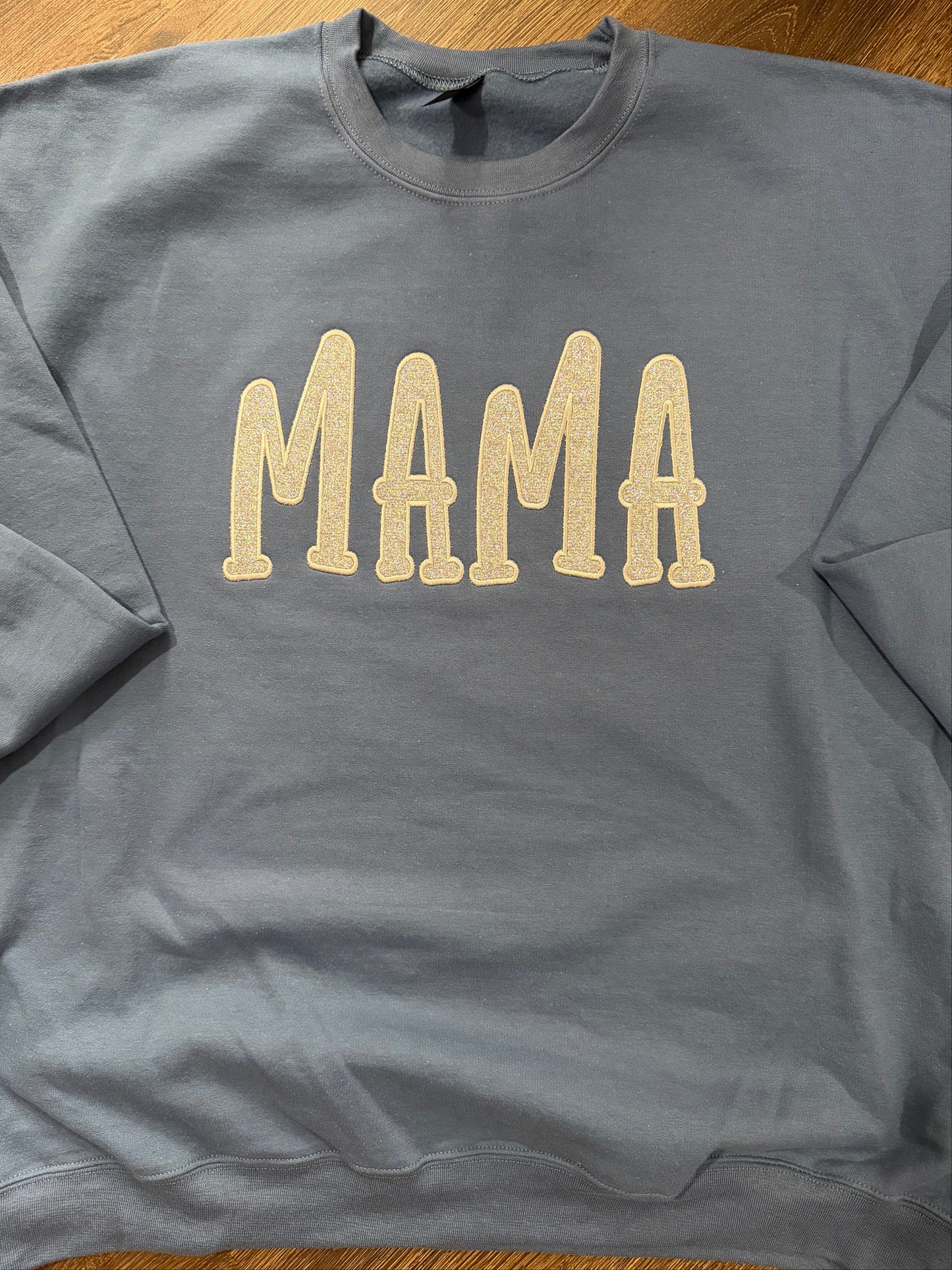 MAMA glitter embroidered crewneck