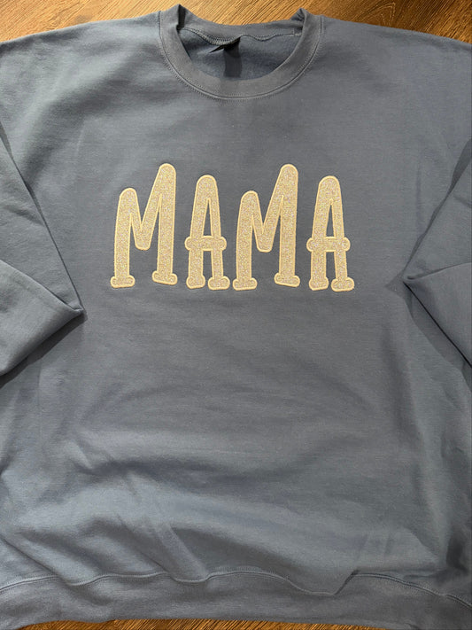MAMA glitter embroidered crewneck