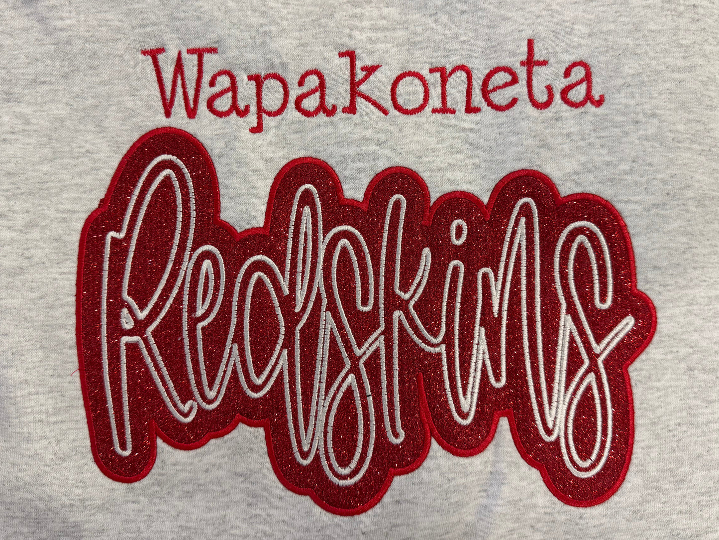 Wapakoneta Redskins Crewneck Glitter Embroidered