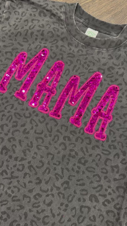 Leopard MAMA shirt with embroidered sequins