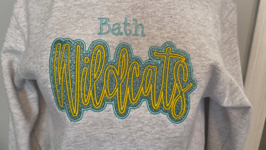 Bath Wildcats sweatshirt with glitter embroidery